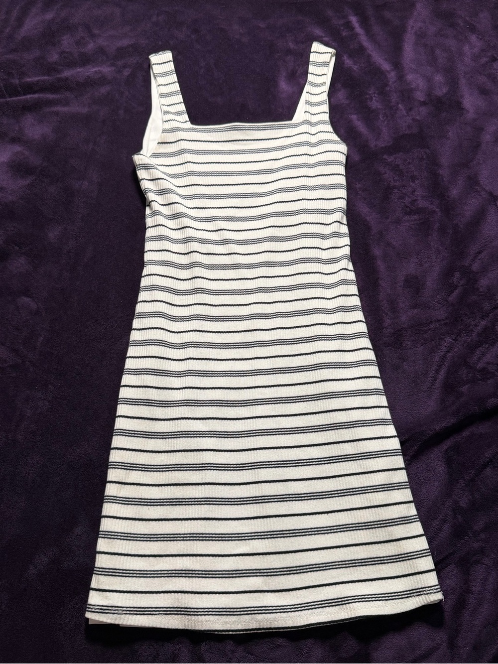 GB White Black Striped Ribbed Mini Dress Size XL Fully Lined